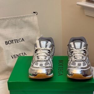 Bottega Veneta Silver and White Sneakers